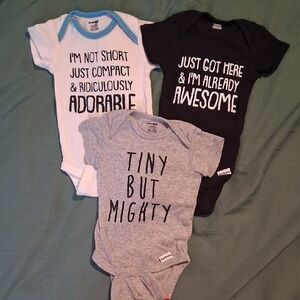 Gerber Kids Bodysuits in White, Black, and Gray